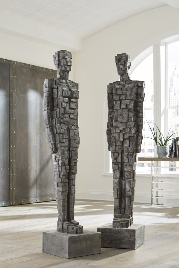 Puzzle Woman Sculpture, Black/Silver, Aluminum