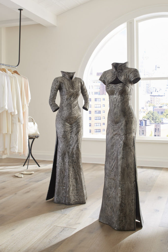 Dress Sculpture, Long Sleeves, Black/Silver, Aluminum