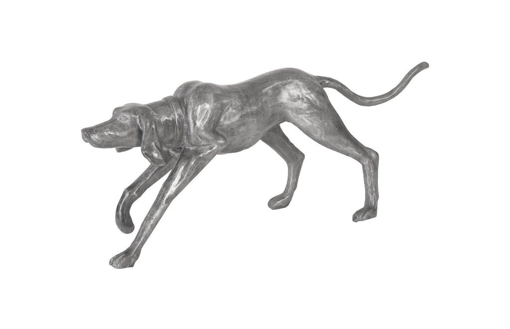 Walking Dog Sculpture, Black/Silver, Aluminum