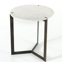 Kiva End Table-Polished White Marble