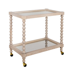 Bobbin Style Bar Cart In Light Cerused Oak