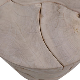 Scarlett 18" Round Bleached Teak Root Block Style End Table