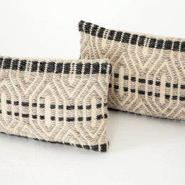 Grey Patterned Pillow, Set Of 2-12x28"