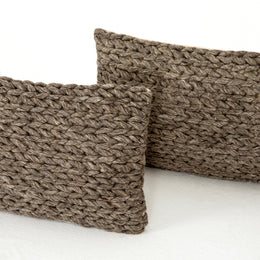 Stone Braided Pillow, Set Of 2-12x28"