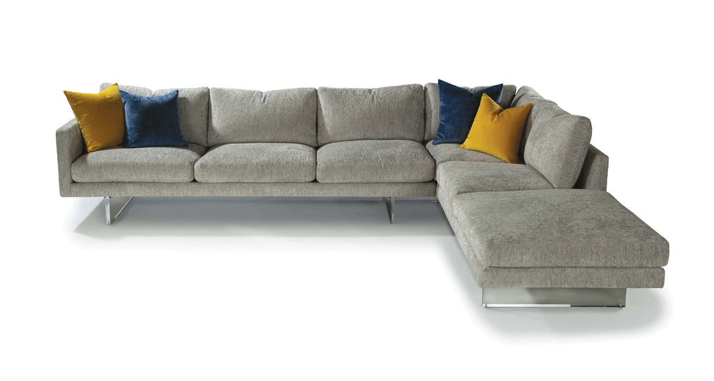 Ice Blade Sectional In Gray Fabric With Acrylic Legs