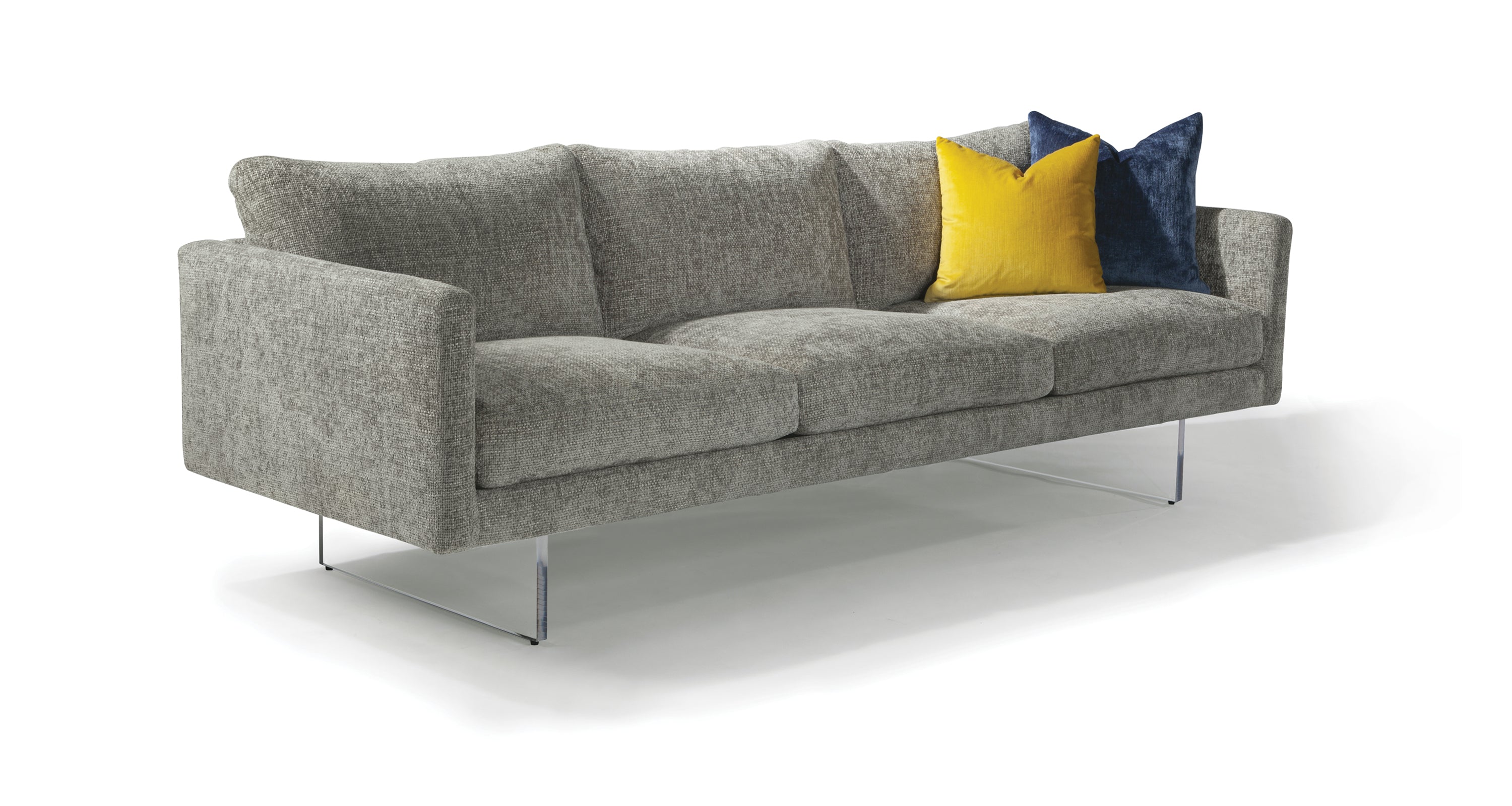 Ice Blade Sofa In Gray Fabric With Acrylic Legs