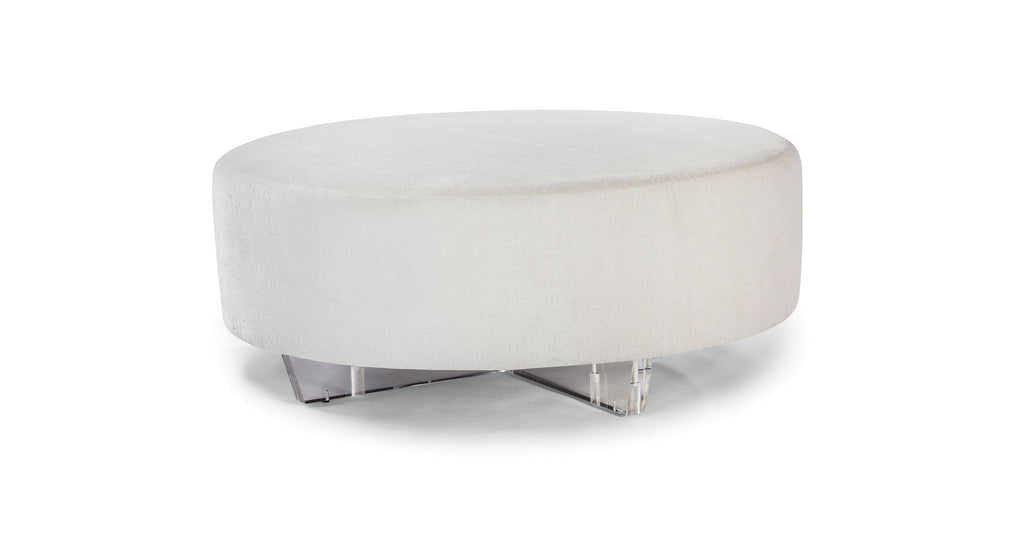 Ice Clip Ottoman In Fabric With Acrylic Legs
