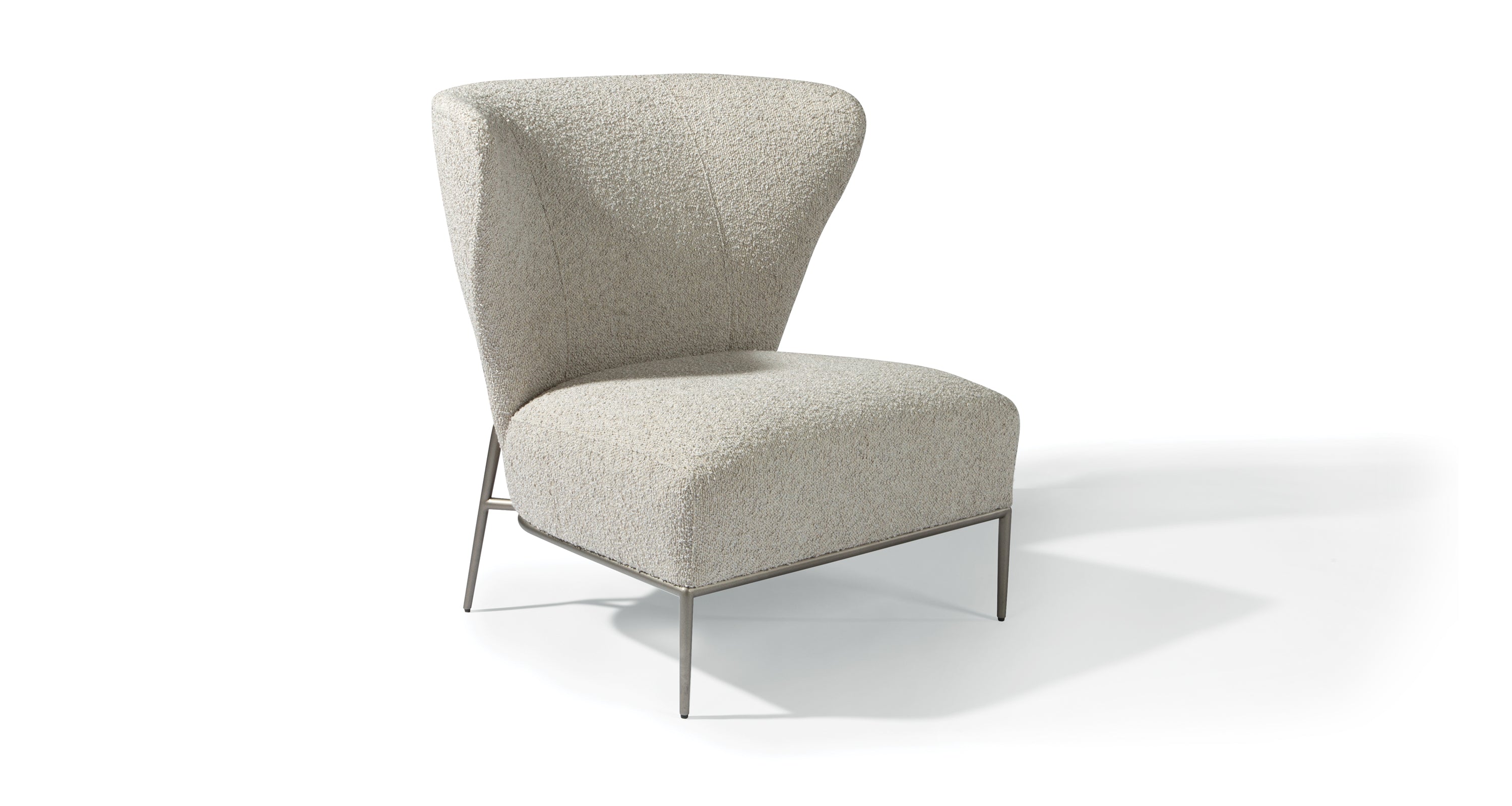 I'm A Fan Too Lounge Chair In White Fabric With Sand Blasted Stainless Steel Legs