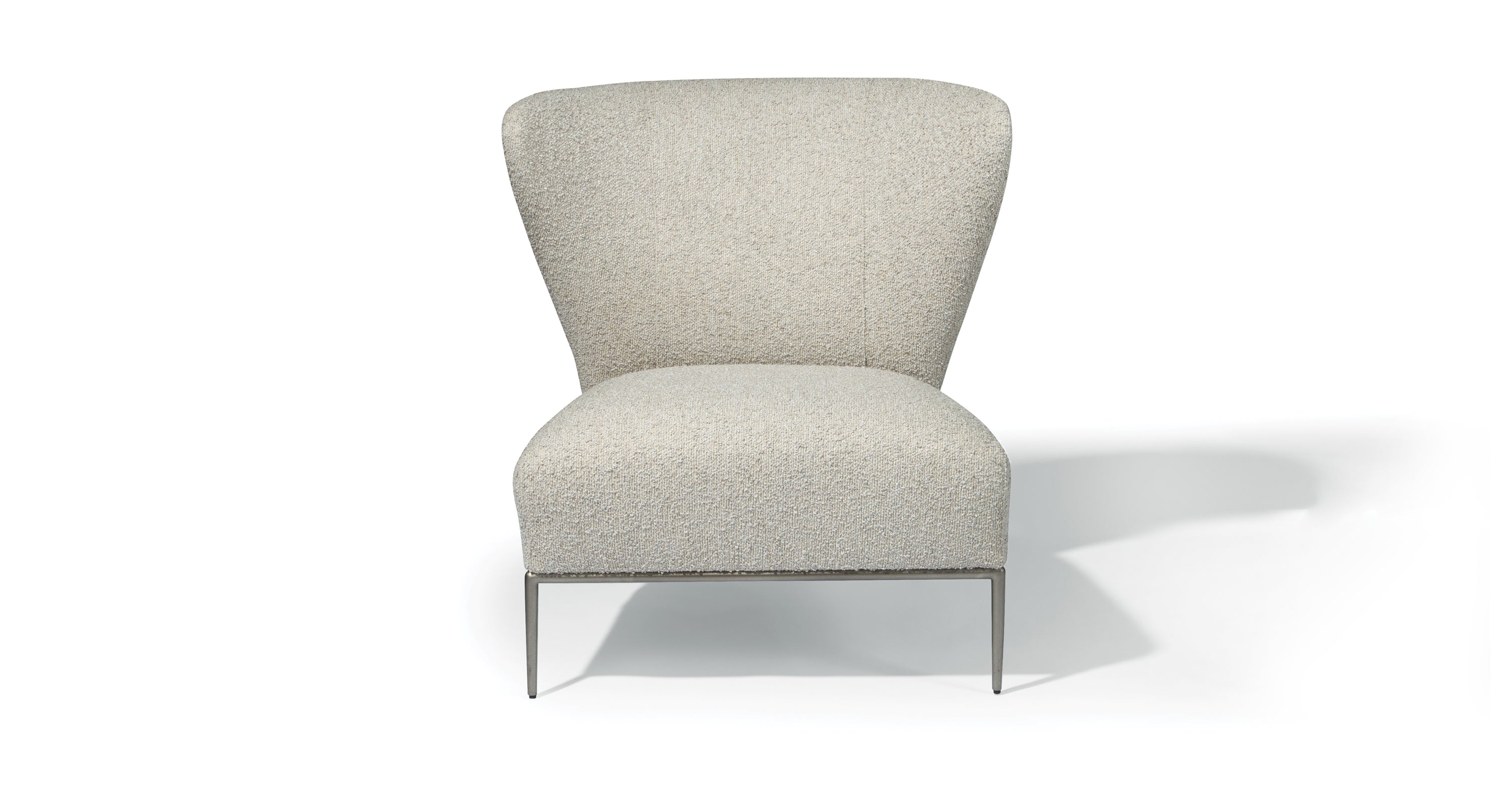 I'm A Fan Too Lounge Chair In White Fabric With Sand Blasted Stainless Steel Legs