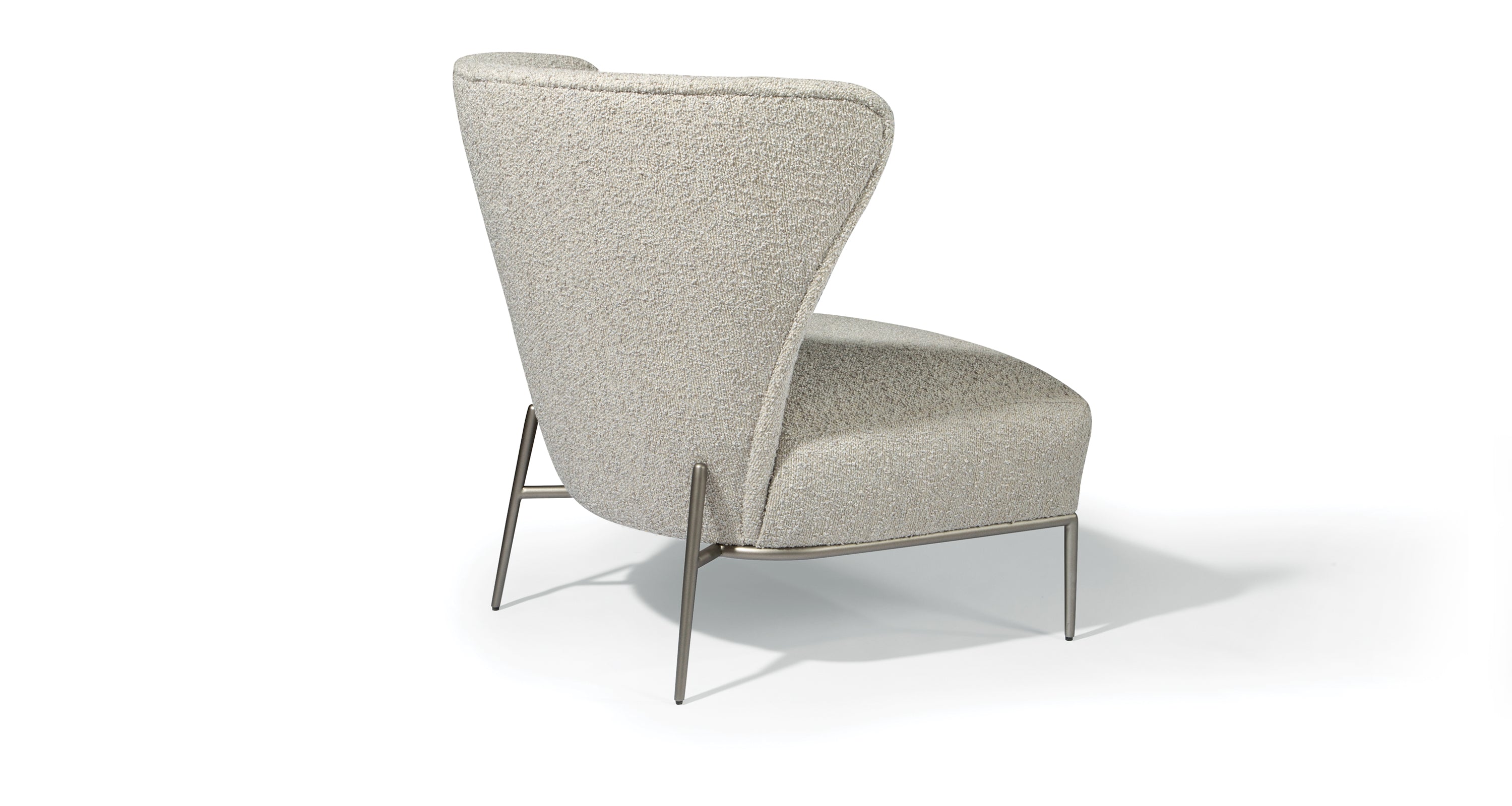 I'm A Fan Too Lounge Chair In White Fabric With Sand Blasted Stainless Steel Legs