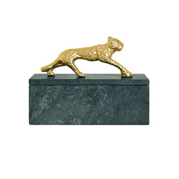 Green Marble Box With Brass Jaguar Handle