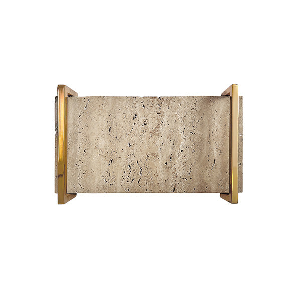 Travertine Marble Tray With Brass Handles