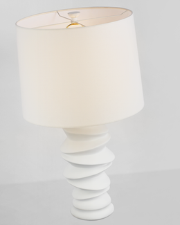 Karissa Medium Table Lamp, Plaster White With Linen Shade