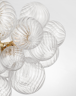 Talia Small Chandelier, Plaster White and Clear Swirled Glass