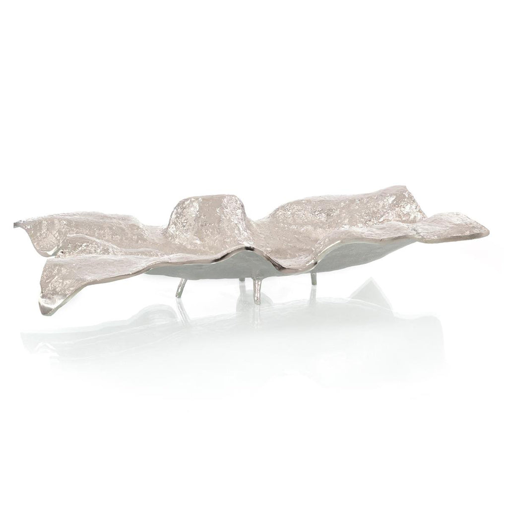 Draped Fabric Rectangular Bowl, Nickel