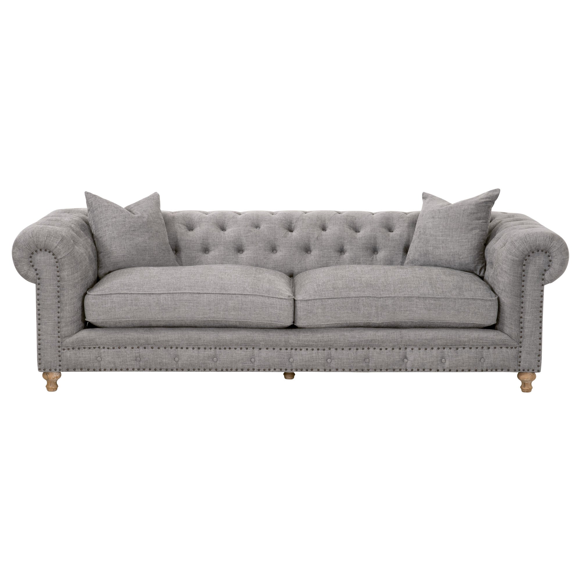 Jaxon 103" Chesterfield Sofa, Feather Grey