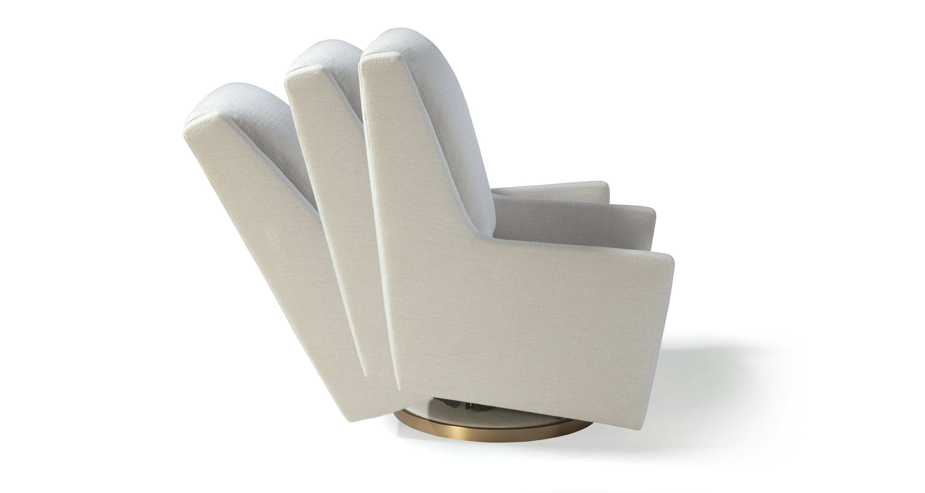 Jimmy Swivel Glider In White Crypton Performance Fabric With Brushed Bronze Base