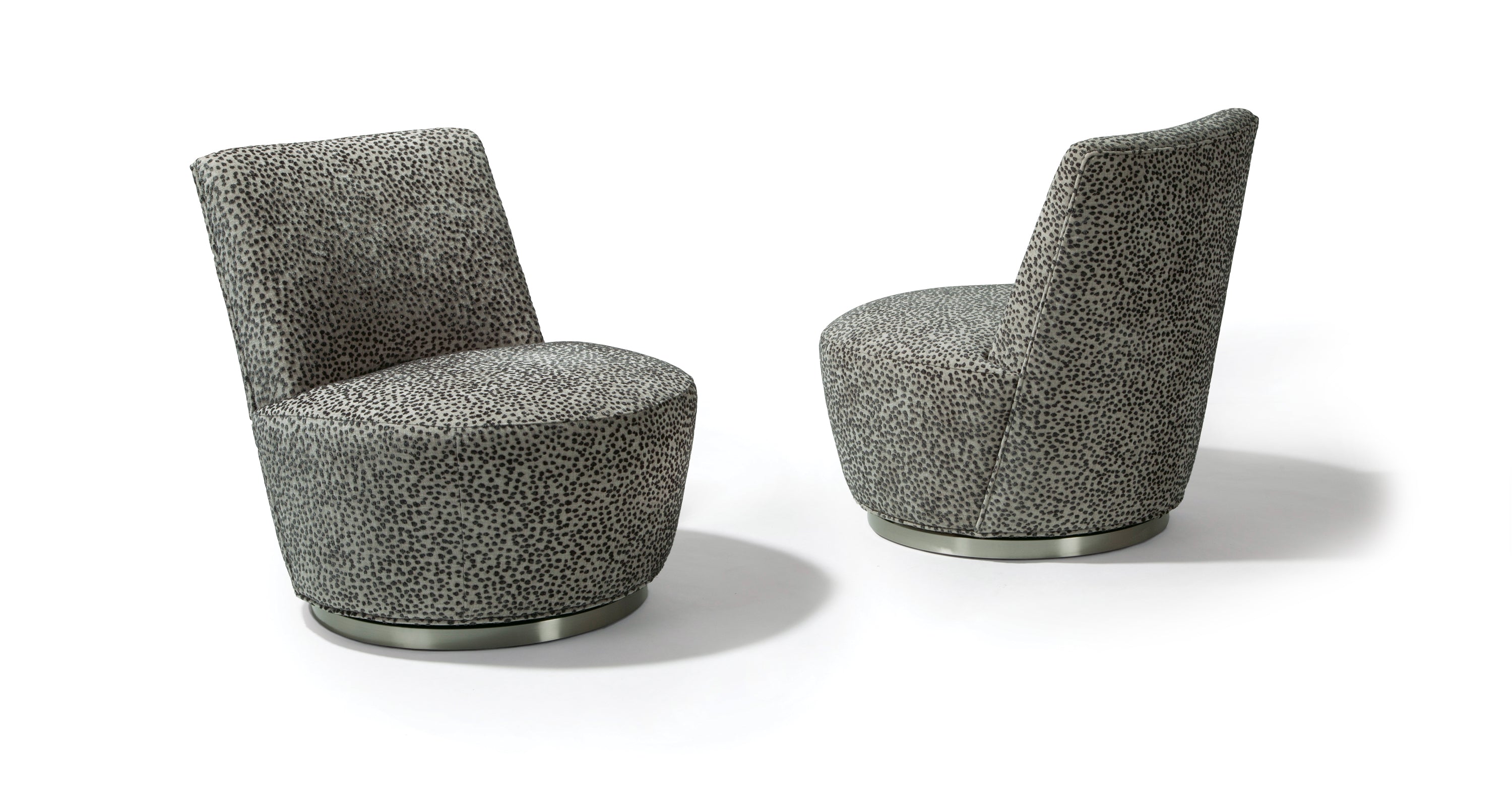 Jo Swivel Chair In Gray Fabric With Brushed Stainless Steel Finish