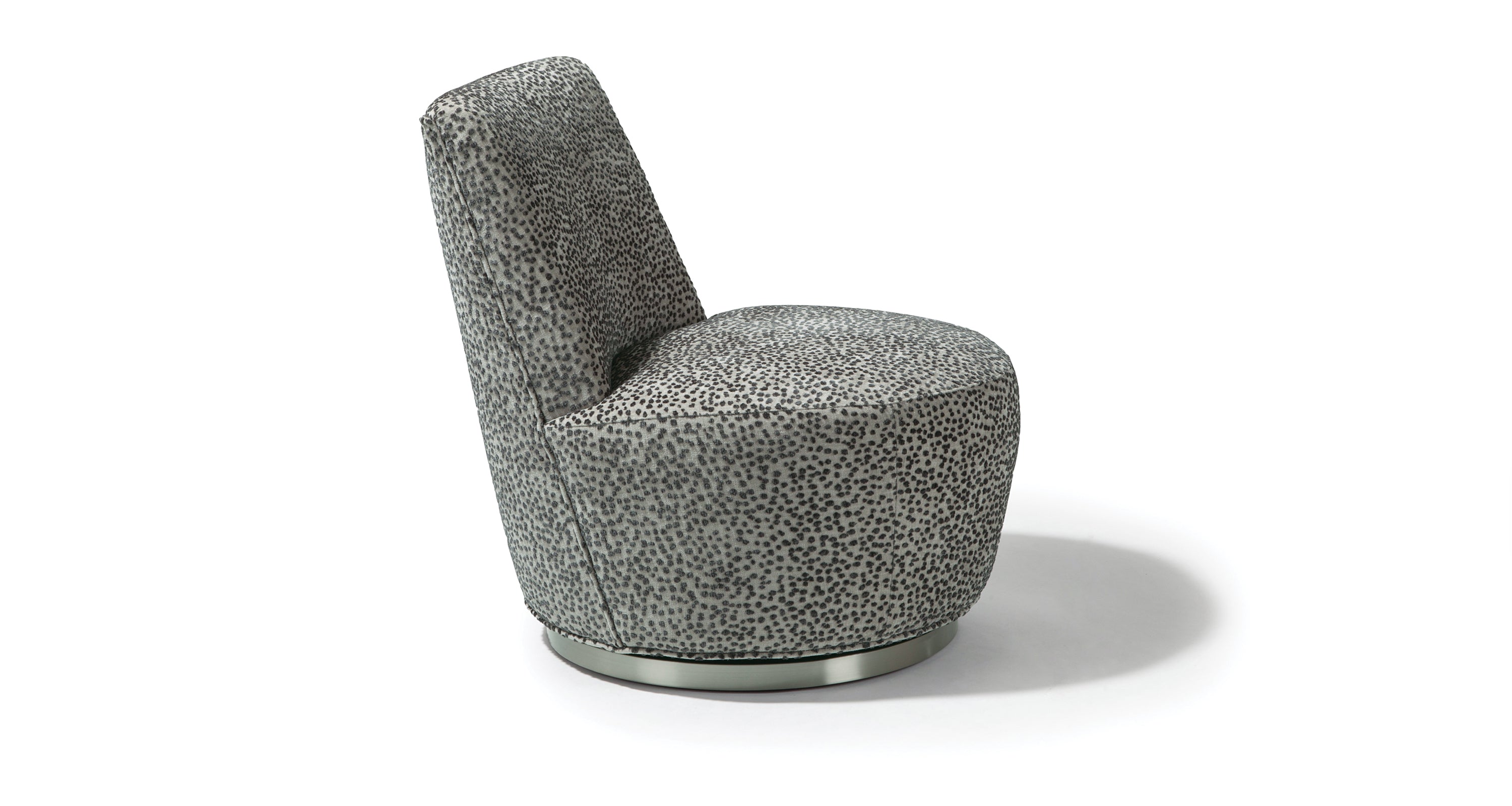 Jo Swivel Chair In Gray Fabric With Brushed Stainless Steel Finish