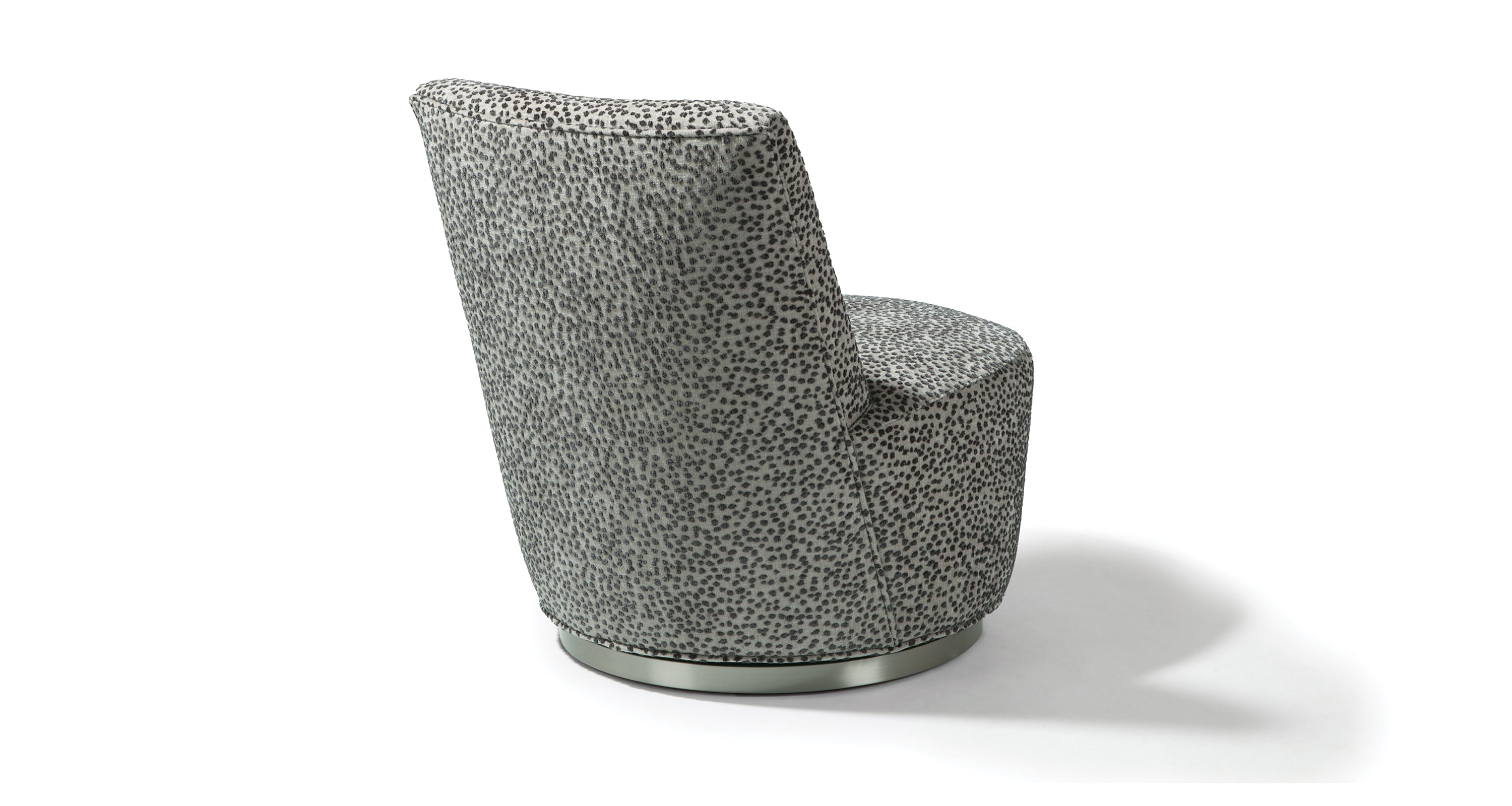 Jo Swivel Chair In Gray Fabric With Brushed Stainless Steel Finish
