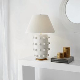 Linden Table Lamp - Plaster White With Linen Shade
