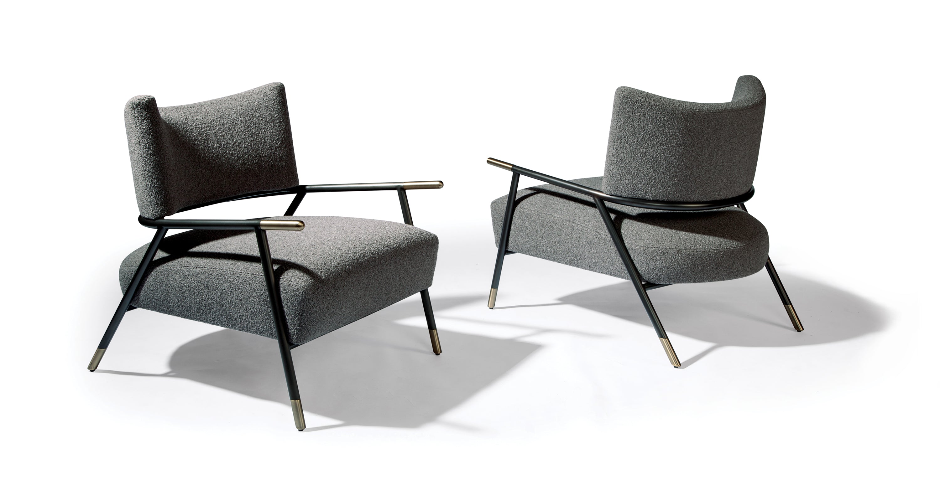 Kai Lounge Chair In Gray Fabric With Dark Bronze Frame