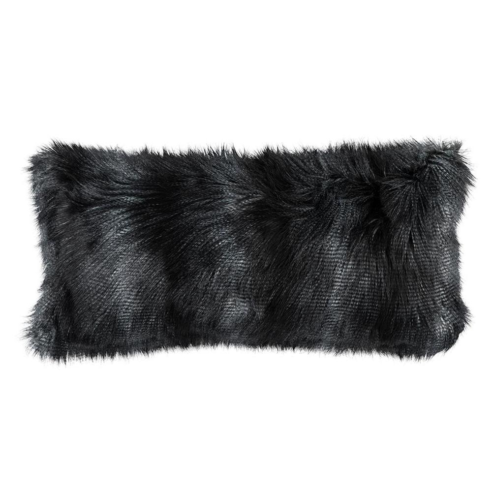 Black Fur Large Rectangle Pillow 14X30