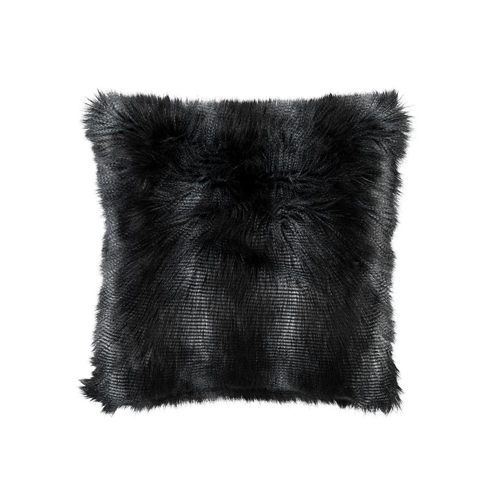 Black Fur Square Pillow 24X24