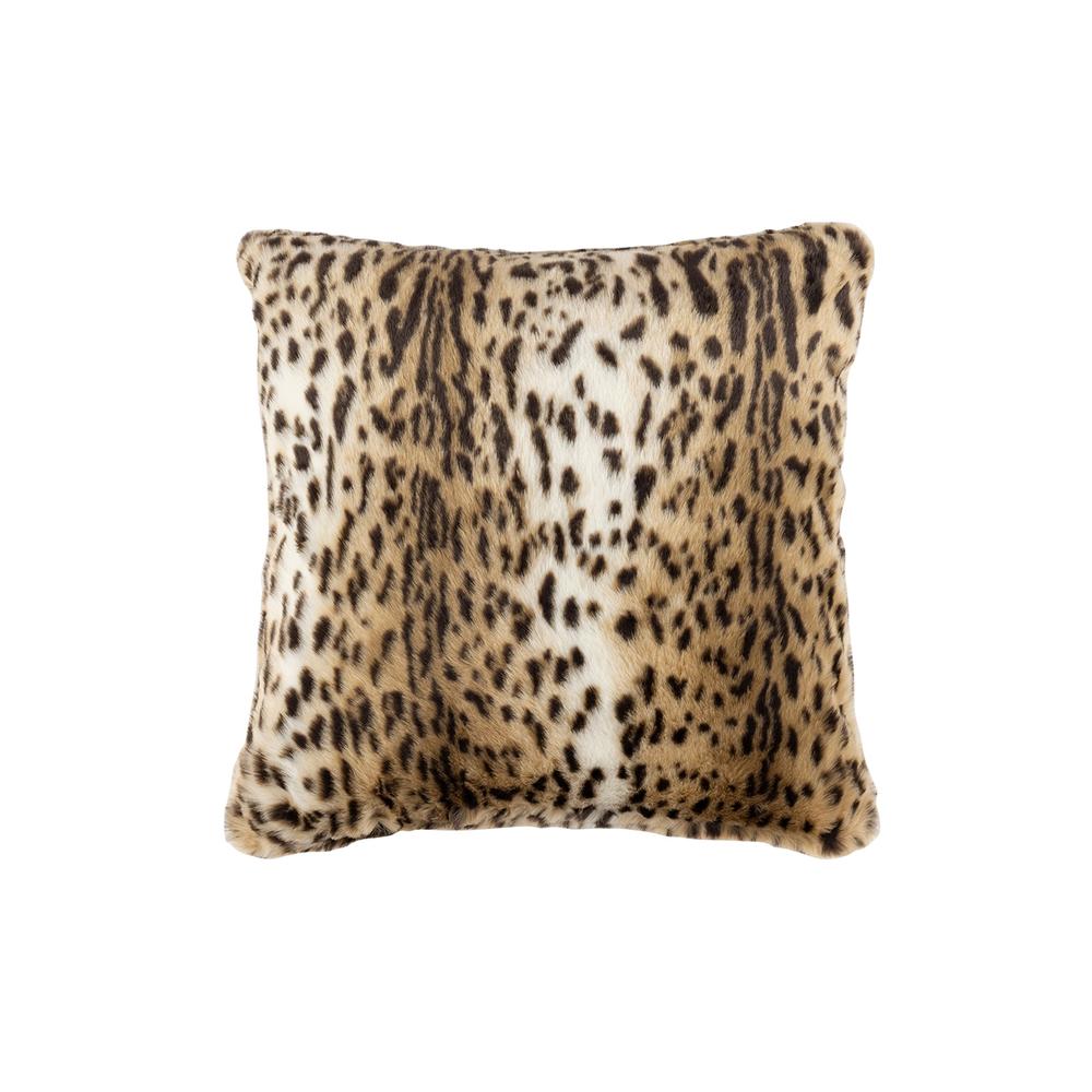 Leopard Square Pillow Faux Fur 24X24