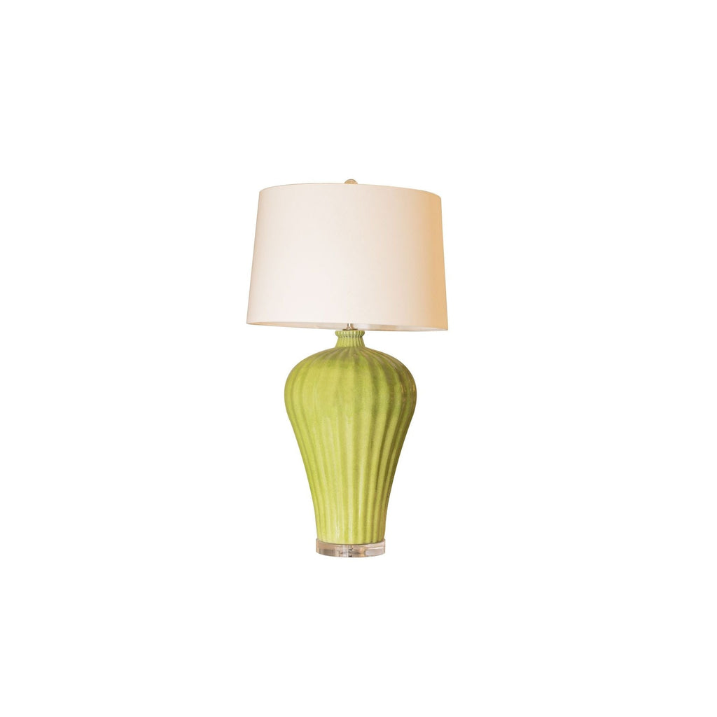 Lime Green Lamp Fluted Plum Vase Shape