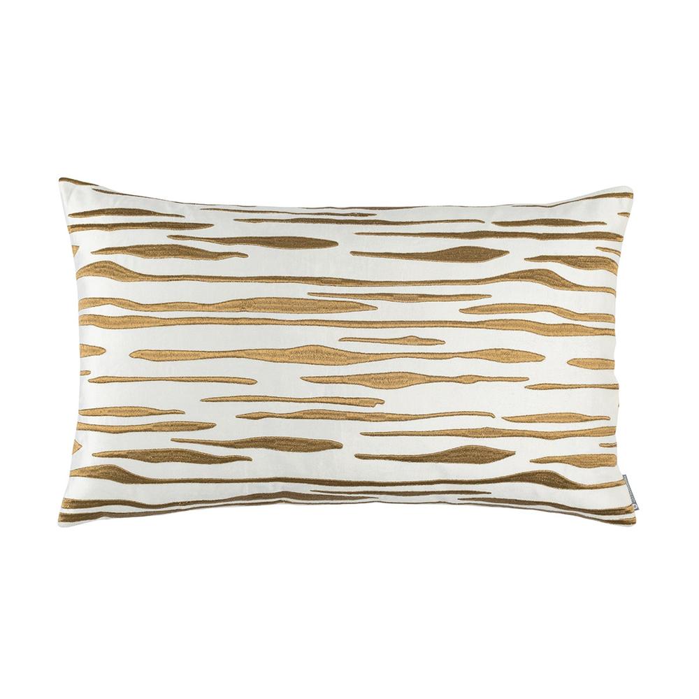 Zara Large Rectangular Pillow Ivory Matte Velvet Gold Embroidery 18X30 (Insert Included)