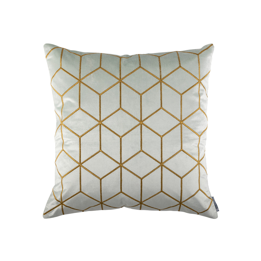 Cube Square Pillow Aquamarine, Gold 22x22