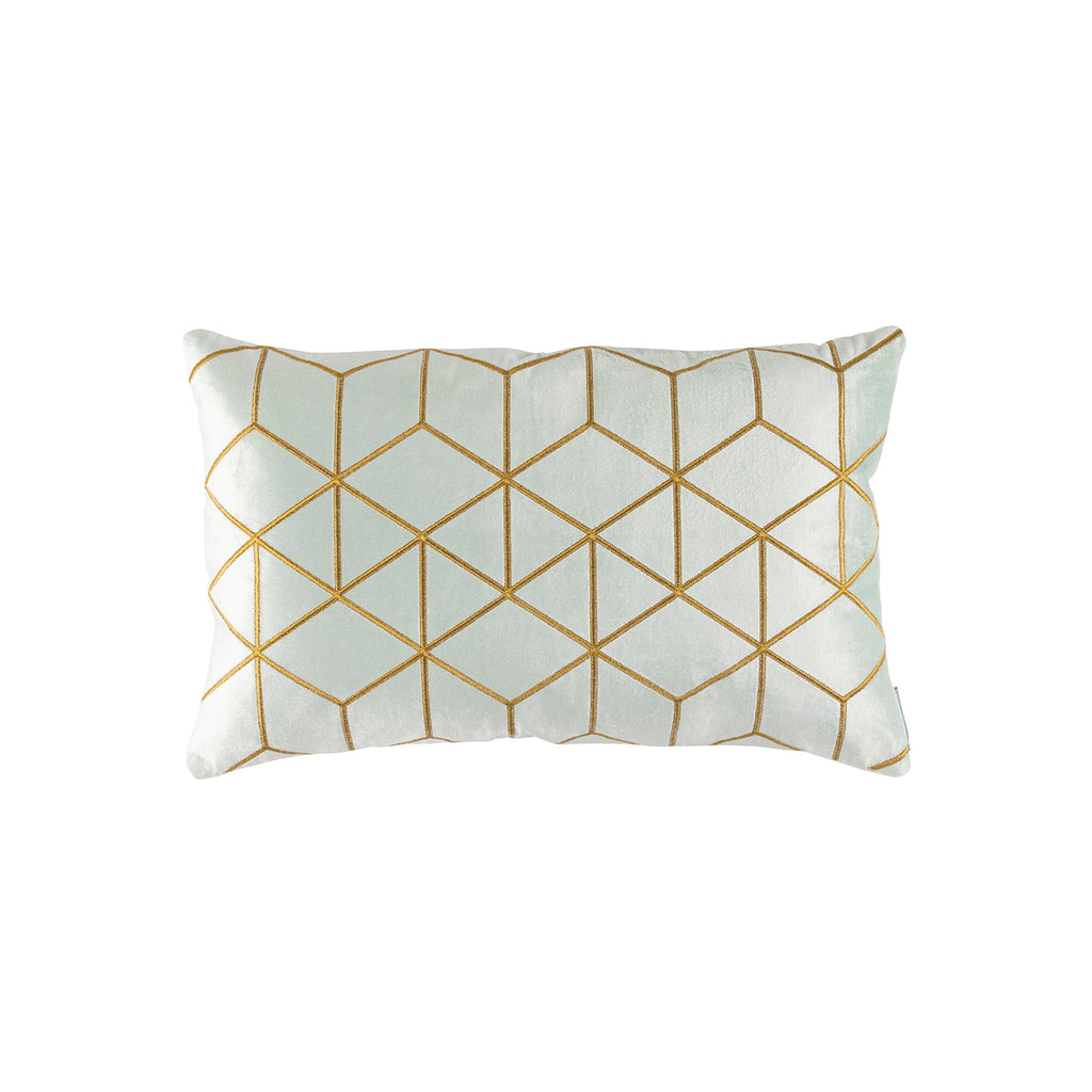 Cube Small Rectangle Pillow Aquamarine, Gold 14x22