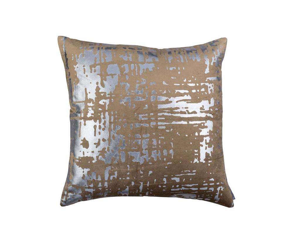 Moderne Square Pillow Straw Velvet Platinum Foil 22X22 (Insert Included)