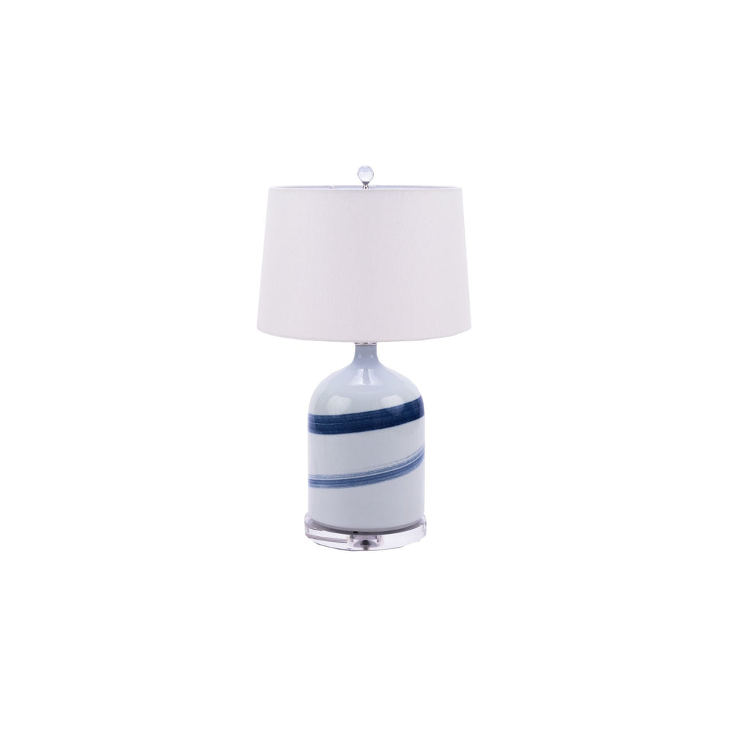 Blue and White Brushstroke Spin Table Lamp