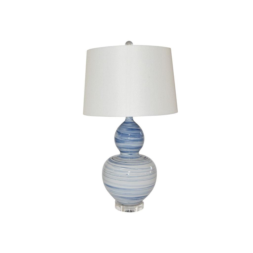 Blue And White Marbleized Gourd Vase Lamp