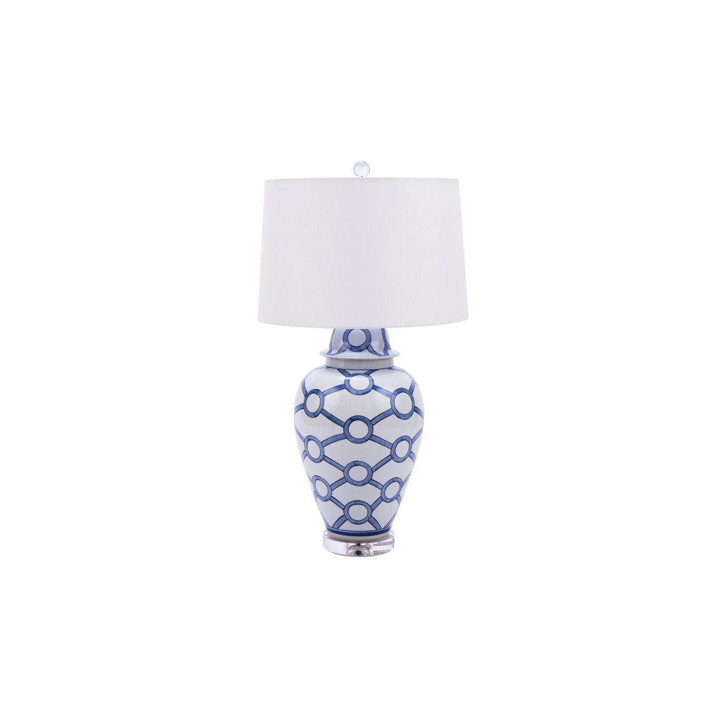 Blue and White Crossing Circle Lamp