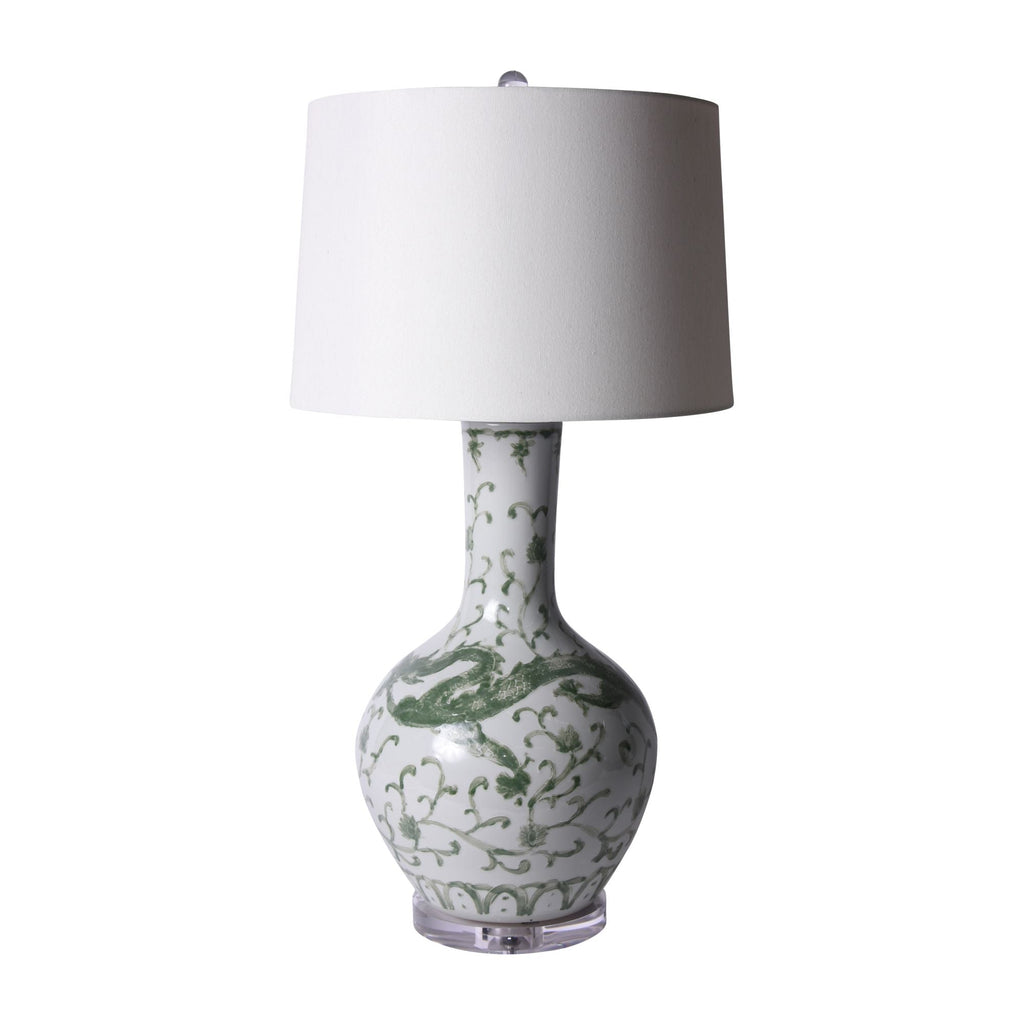 Celadon Dragon Globular Vase Table Lamp