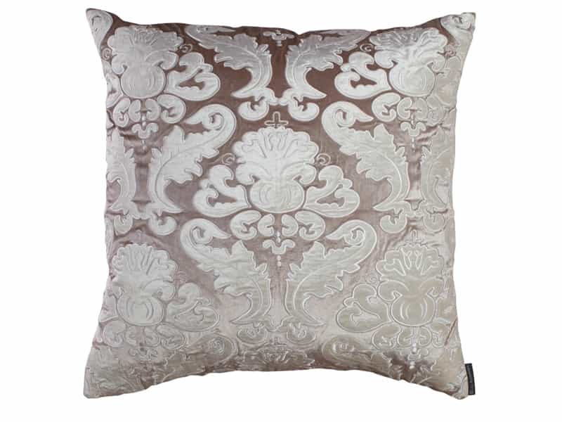 Versailles Square Pillow, Champagne Velvet, Ivory Velvet 24X24