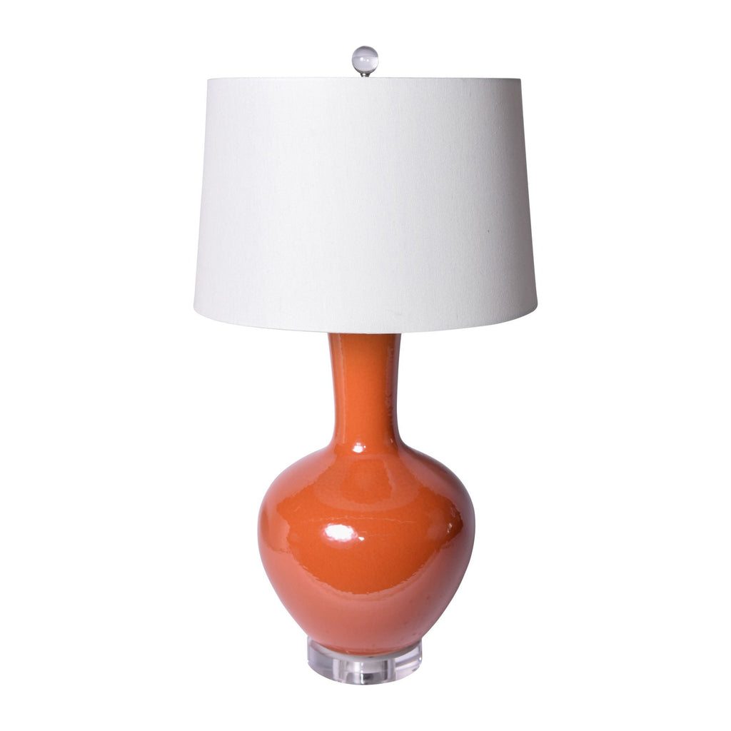 Orange Crackle Globular Vase Table Lamp