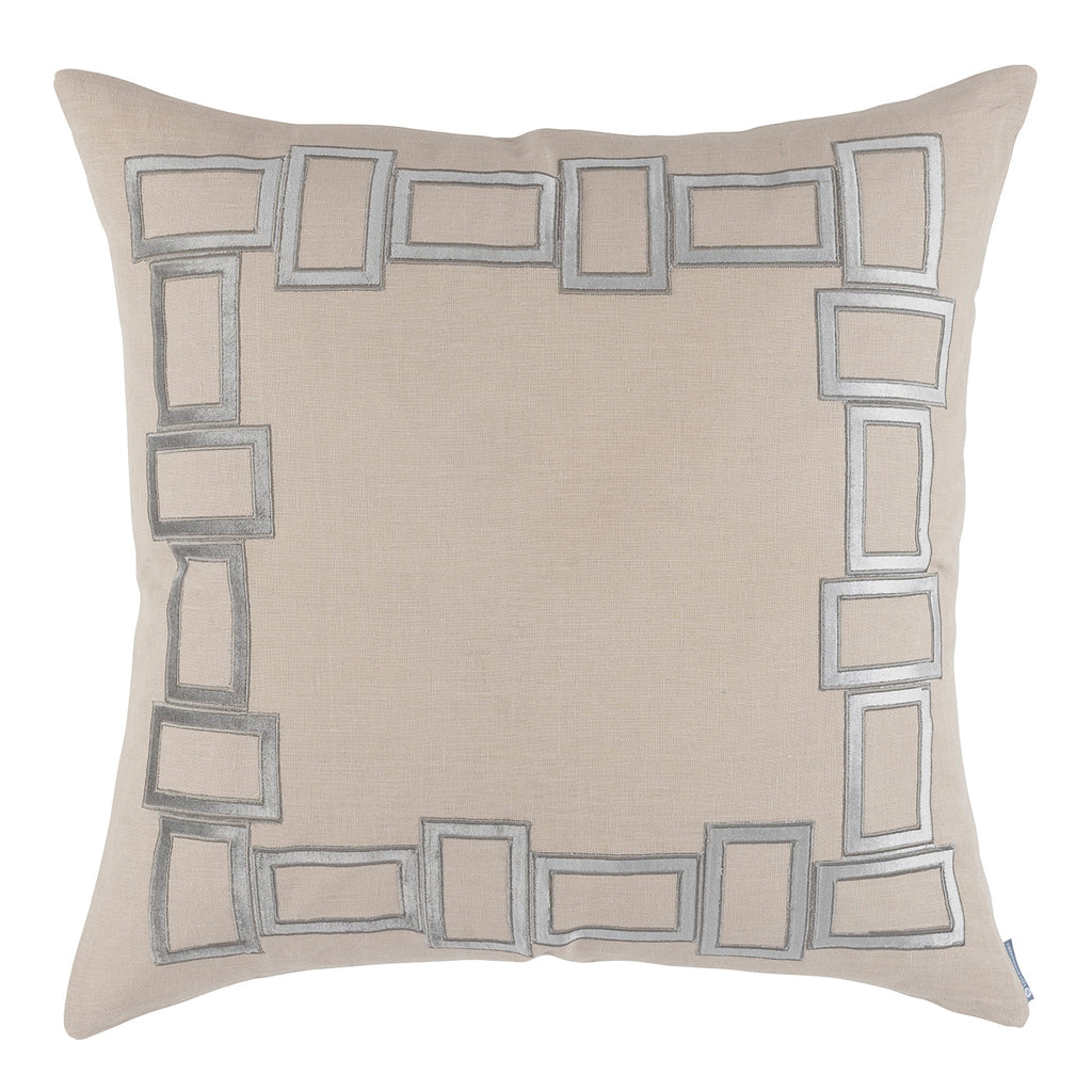 Peru Euro Border Pillow Dark Sand, Platinum 28x28