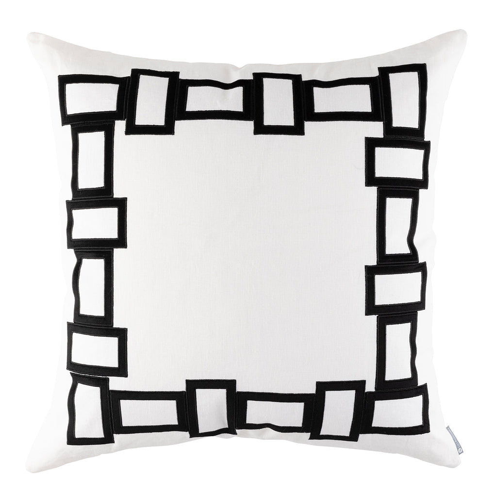 Peru Euro Border Pillow White, Black 28x28