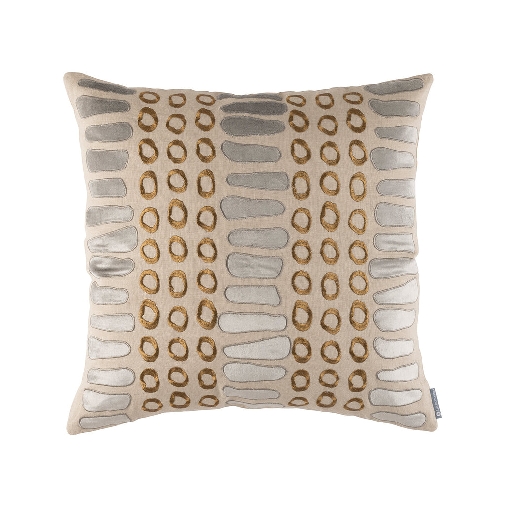 Peru Square Pillow Dark Sand, Platinum, Gold 24x24