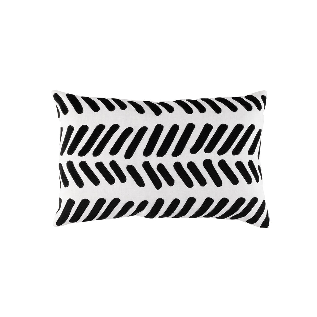 Peru Small Rectangle Pillow White, Black 14x22