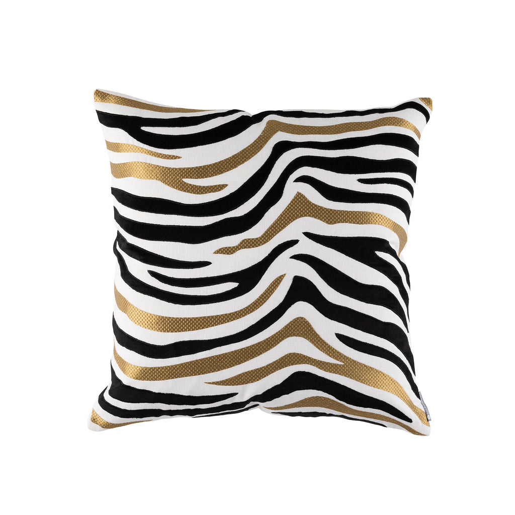 Tiger Square Pillow White, Black, Gold 22x22