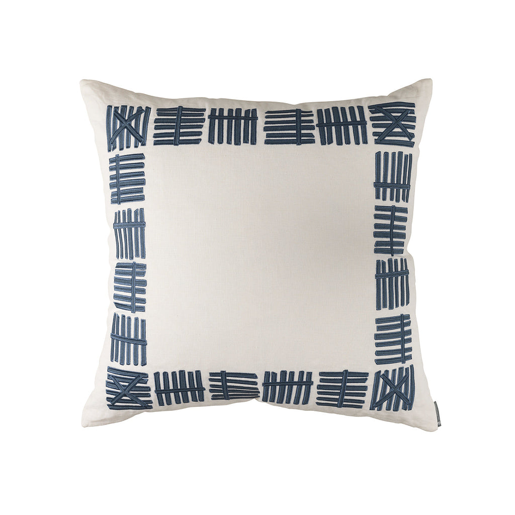 Andre Euro Border Pillow White Indigo 28x28