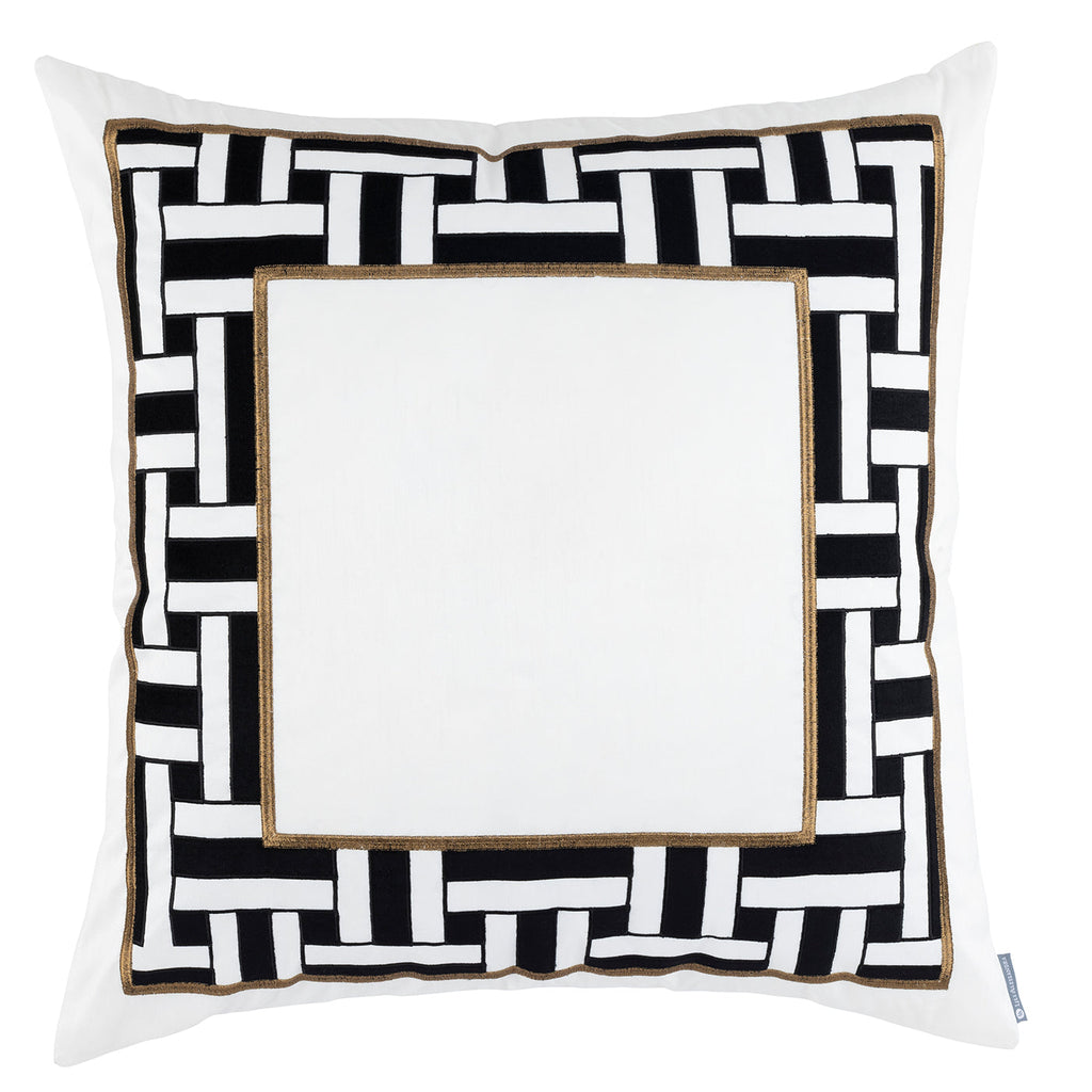 Tommy Euro Border Pillow Ivory, Black, Gold 28x28