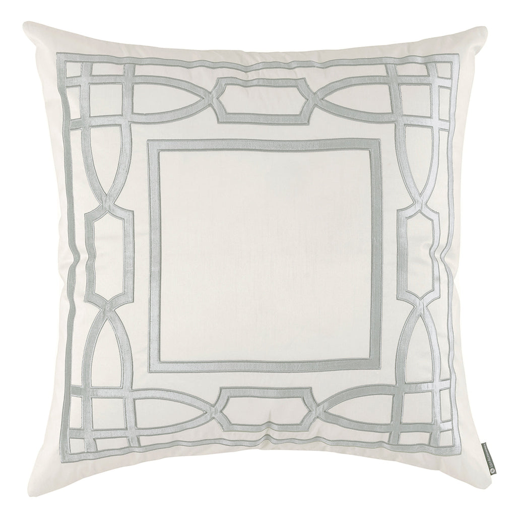 Trey Euro Border Pillow Ivory, Aquamarine 28x28