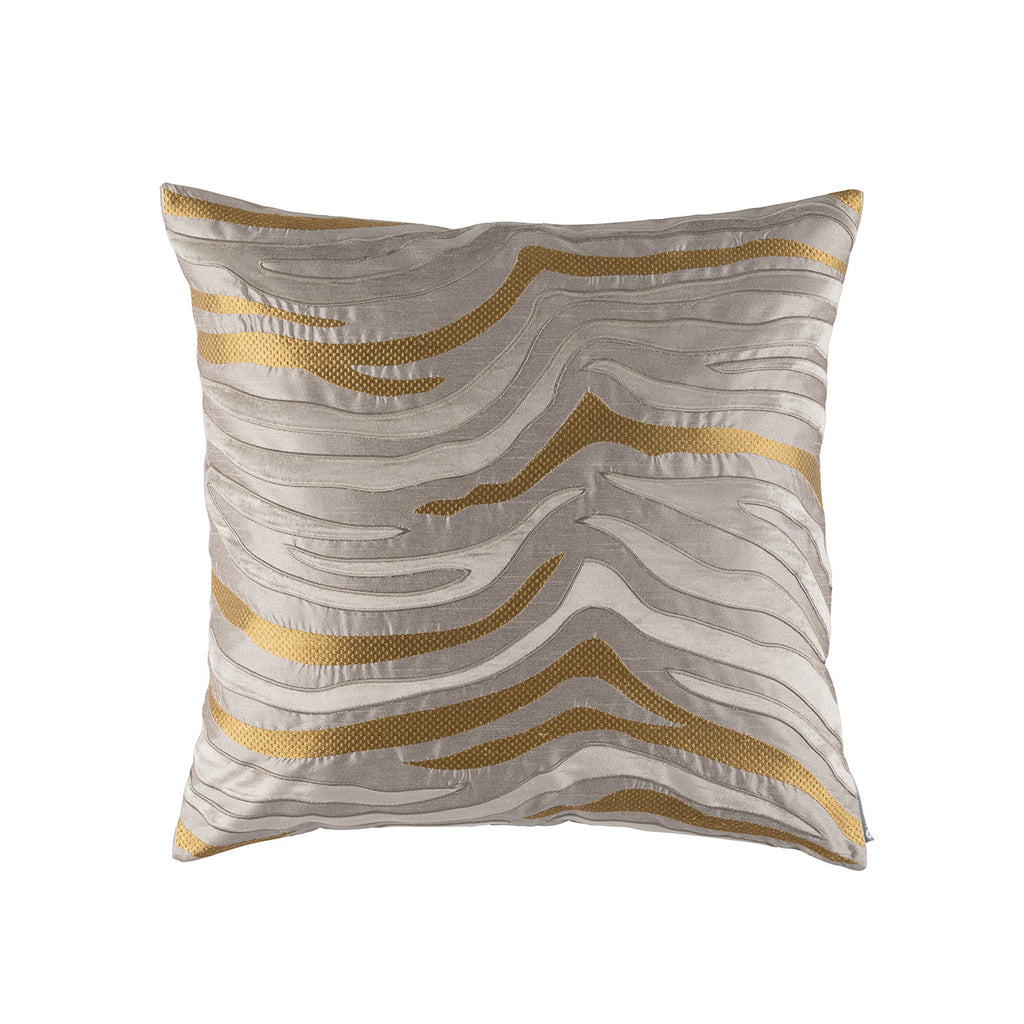 Tiger Square Pillow Pewter, Platinum, Gold 22x22