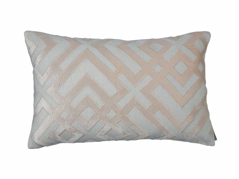 Karl Large Rectangular Pillow, Ivory Basket Weave, Blush Velvet 18X30